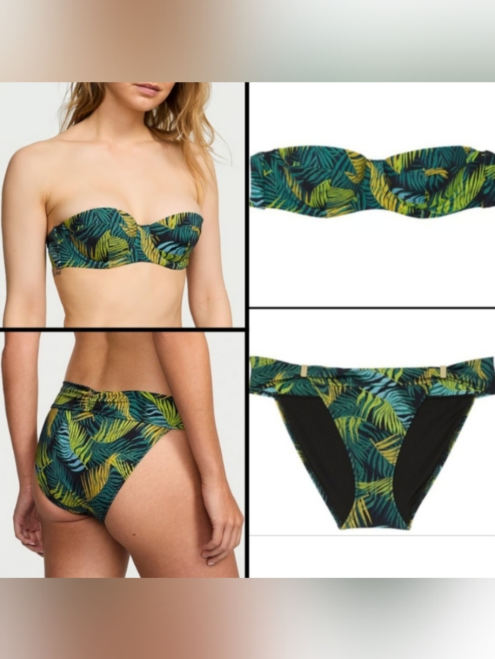 38DD/XXL VS Swim Bandeau Bikini Set Tropical Island Getaway